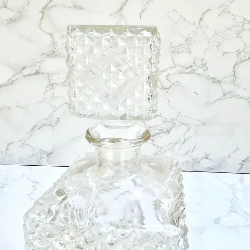 Vintage 1960s I.W. Harper Diamond Point Clear Cut Scotch Rye Liquor Decanter